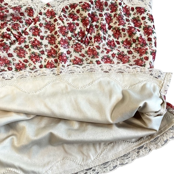 Floral Lace Trim Cami Tank Top Y2K Cottagecore Vintage Style Pink White Large - Picture 9 of 12